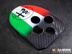 Alfa Romeo 4C Central MTA Control Cover - Carbon Fiber - Italian Theme + Alfa Romeo Badge - V2